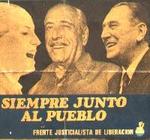 Evita, Cámpora y Perón, en un cartel electoral.