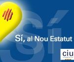 Detalle de una cartel de CIU en favor del NUEVO estatuto.