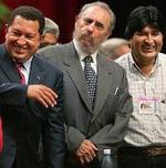 Hugo Chávez, Fidel Castro y Evo Morales.