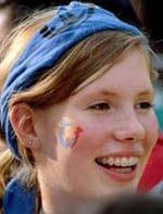 Joven asistente a la Jornada de Colonia con el Papa