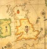 Detalle de un mapa de 1588¡ con los movimientos de la Armada.