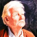 Detalle de un retrato de Paul Johnson debido a Katrina Bovill.