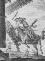 Don Quijote arremetiendo contra el molino.