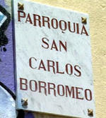 Placa de la parroquia de San Carlos Borromeo