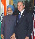 Manmohan Singh y George W. Bush.