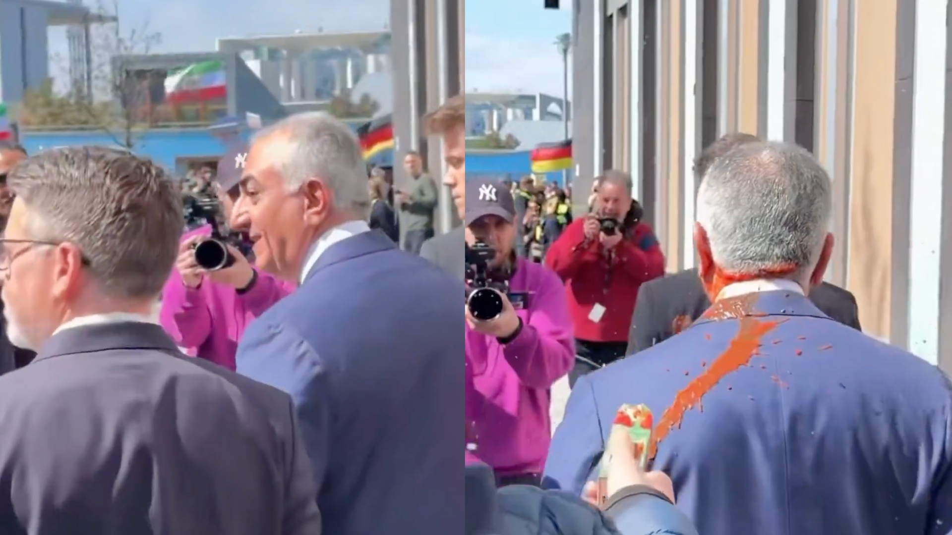 Arrojan zumo de tomate contra Reza Pahlavi en Berlín