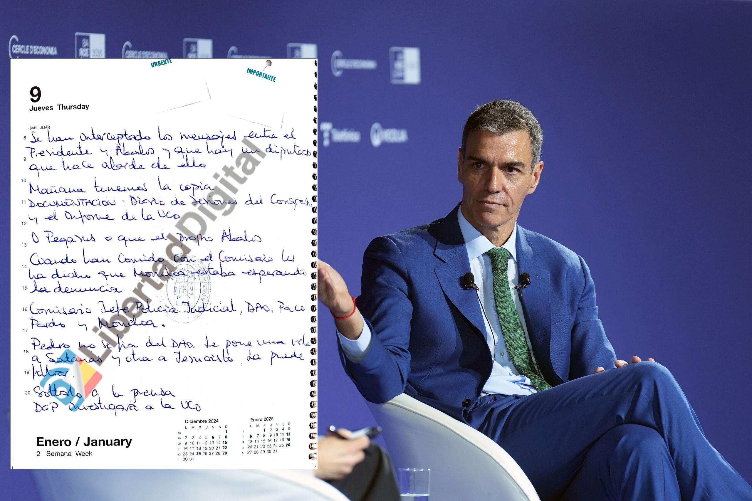 Nueva libreta de Leire Díez: "Pedro no se fía del DAO, DGP investiga a la UCO"