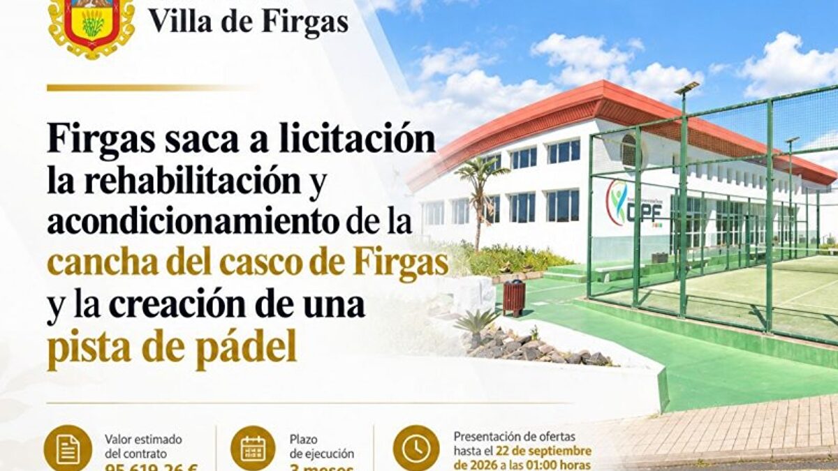 Firgas licita por 95.619 euros la reforma de la cancha del casco y una pista de pádel