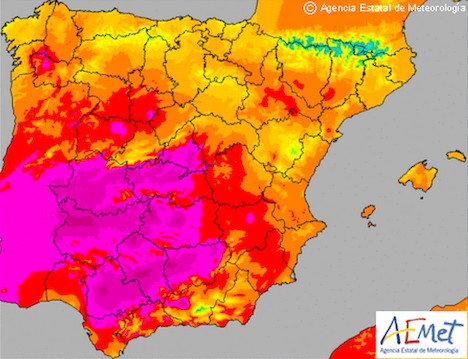 Mapa de temperaturas máximas. | AEMET.