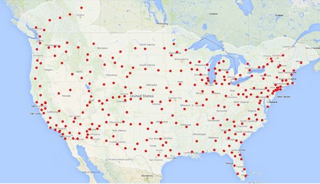 Estaciones de servicio en 2015. | Tesla.